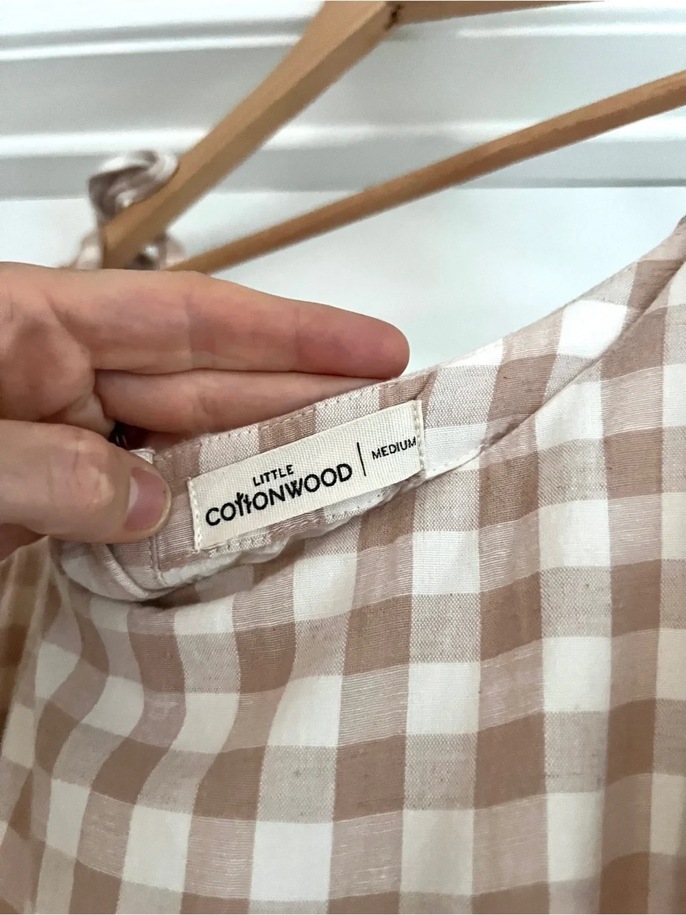 Little Cottonwood Women’s Magnolia Midi Dress in Tan Gingham - Picture 4 of 4